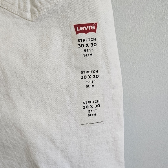 Levi's White Slim Stretch Jeans W30 X L30 - Picture 3 of 6